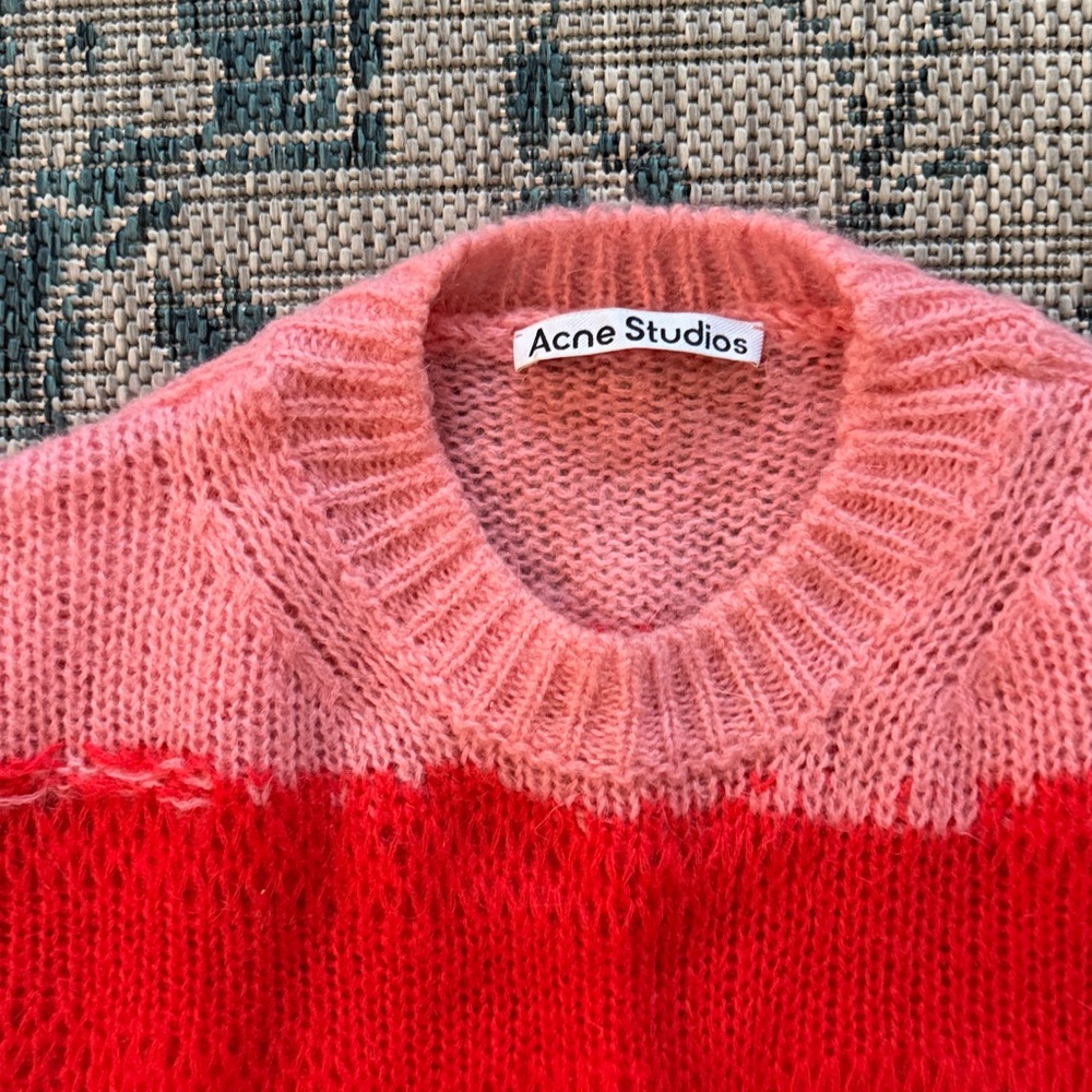 Acne Studios Pink and Red Crew Neck Sweater wool Oversized L-XL